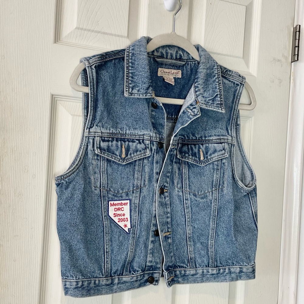 Vintage Greatland trading company M denim vest Las Vegas dessert riders club